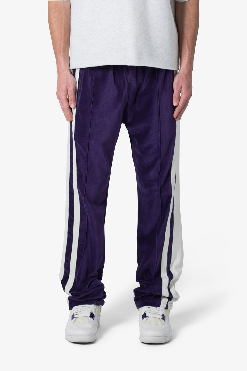 Baggy Velour Track Pants - Purple | mnml | shop now