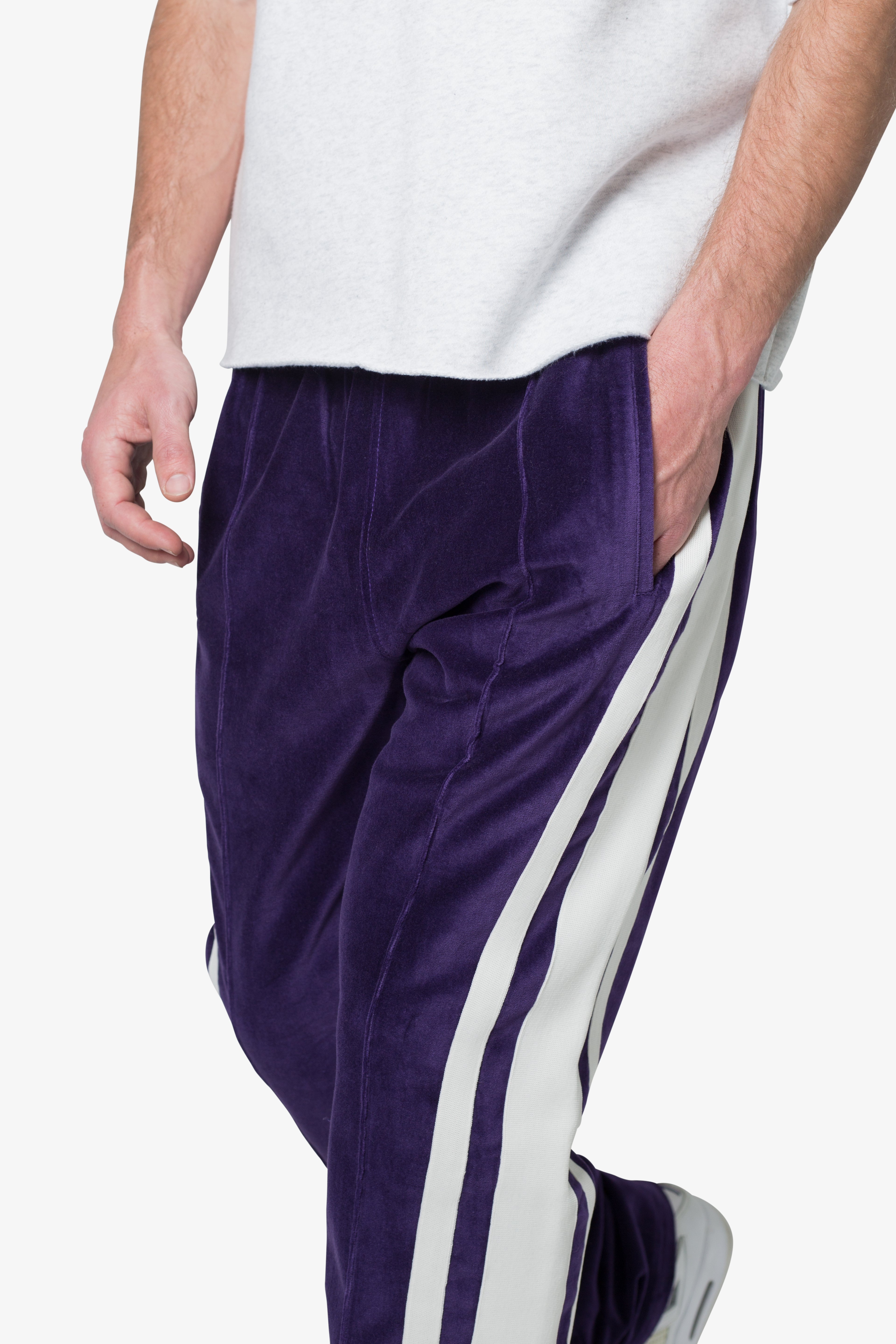Baggy Velour Track Pants - Purple | mnml | shop now