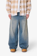 Jean ample délavé style rave - Bleu moyen