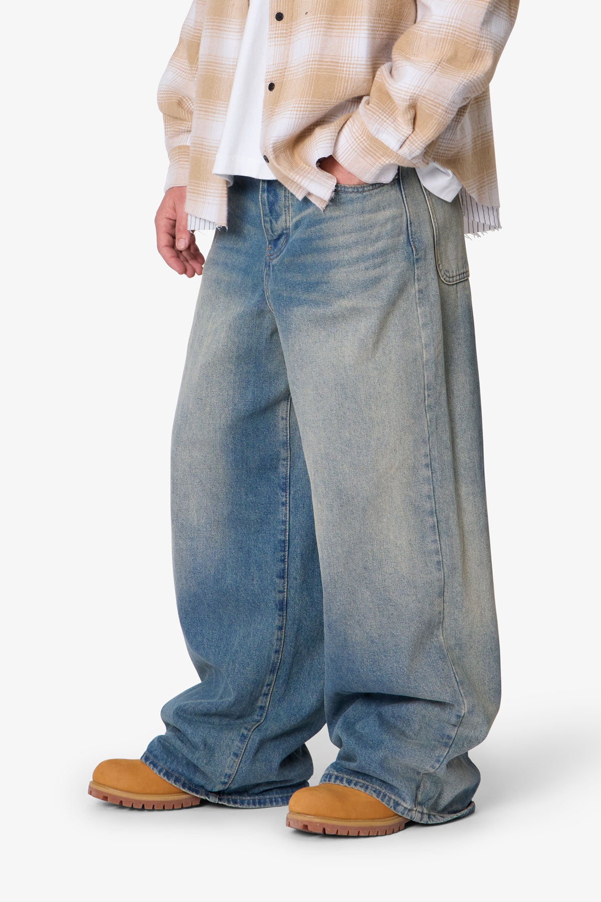 Baggy Washed Rave Denim - Medium Blue | mnml