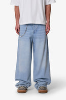 Jean ample délavé style rave - Bleu délavé