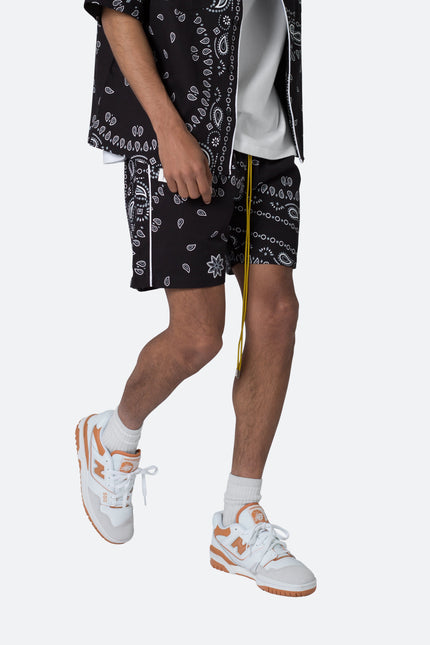 Bandana Paisley Shorts - Black