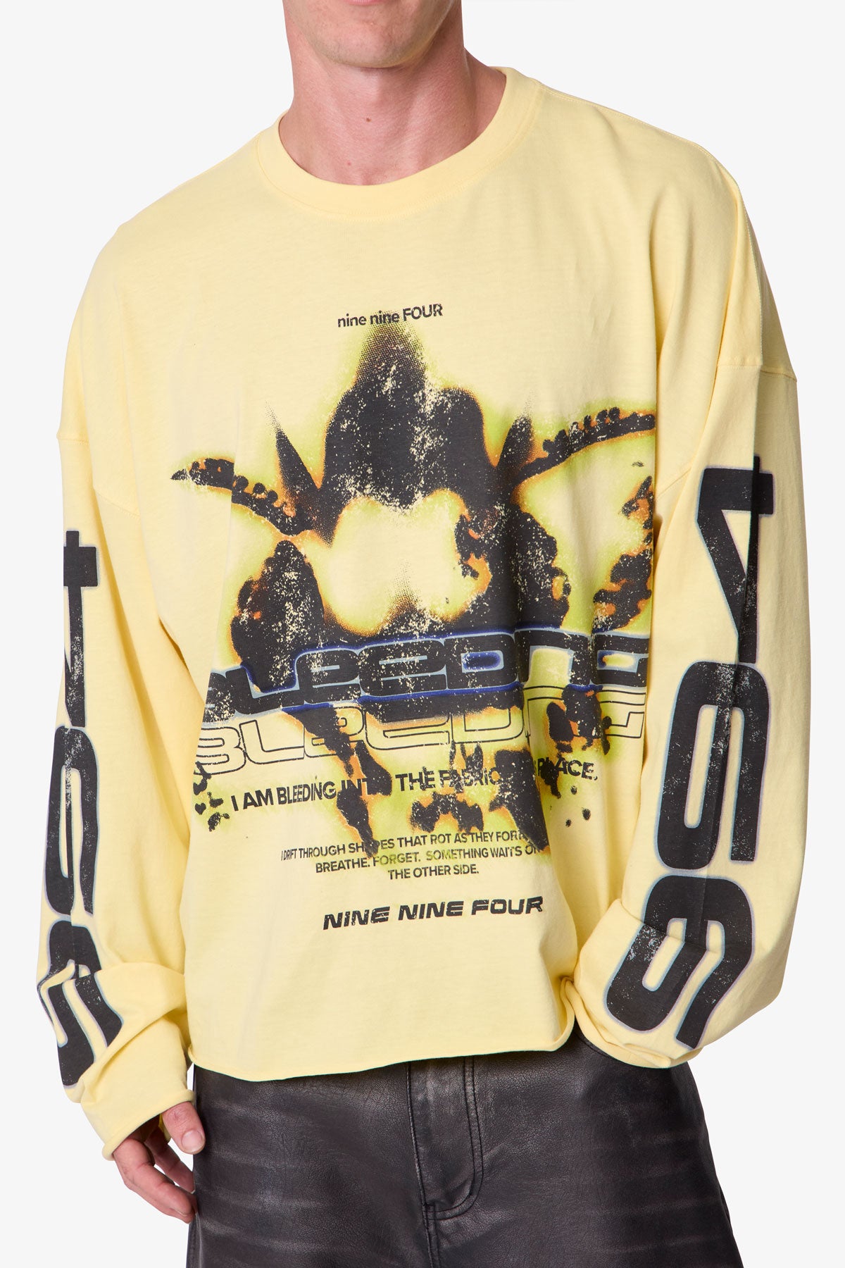トップス YELLO DISTRESSED BLOOD TYPE SET UP Bleeding L/S Tee - Yelllow | mnml