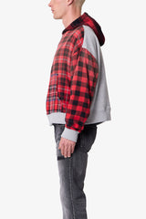 Blocked Flannel Hoodie - Red