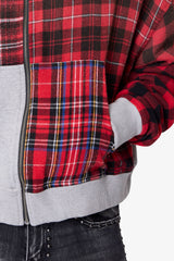 Blocked Flannel Hoodie - Red