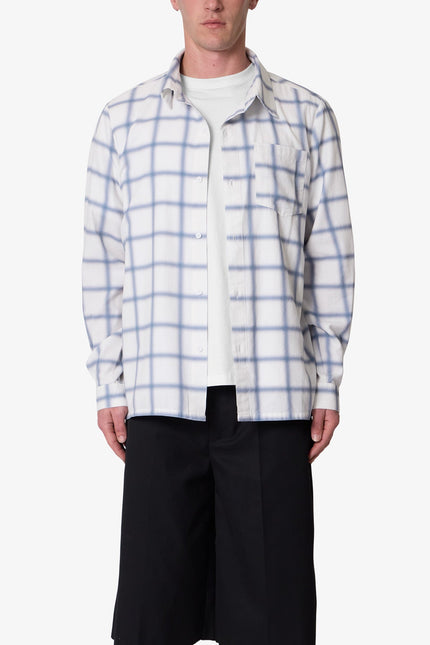 Blue Checked Flannel Shirt - Blue/White