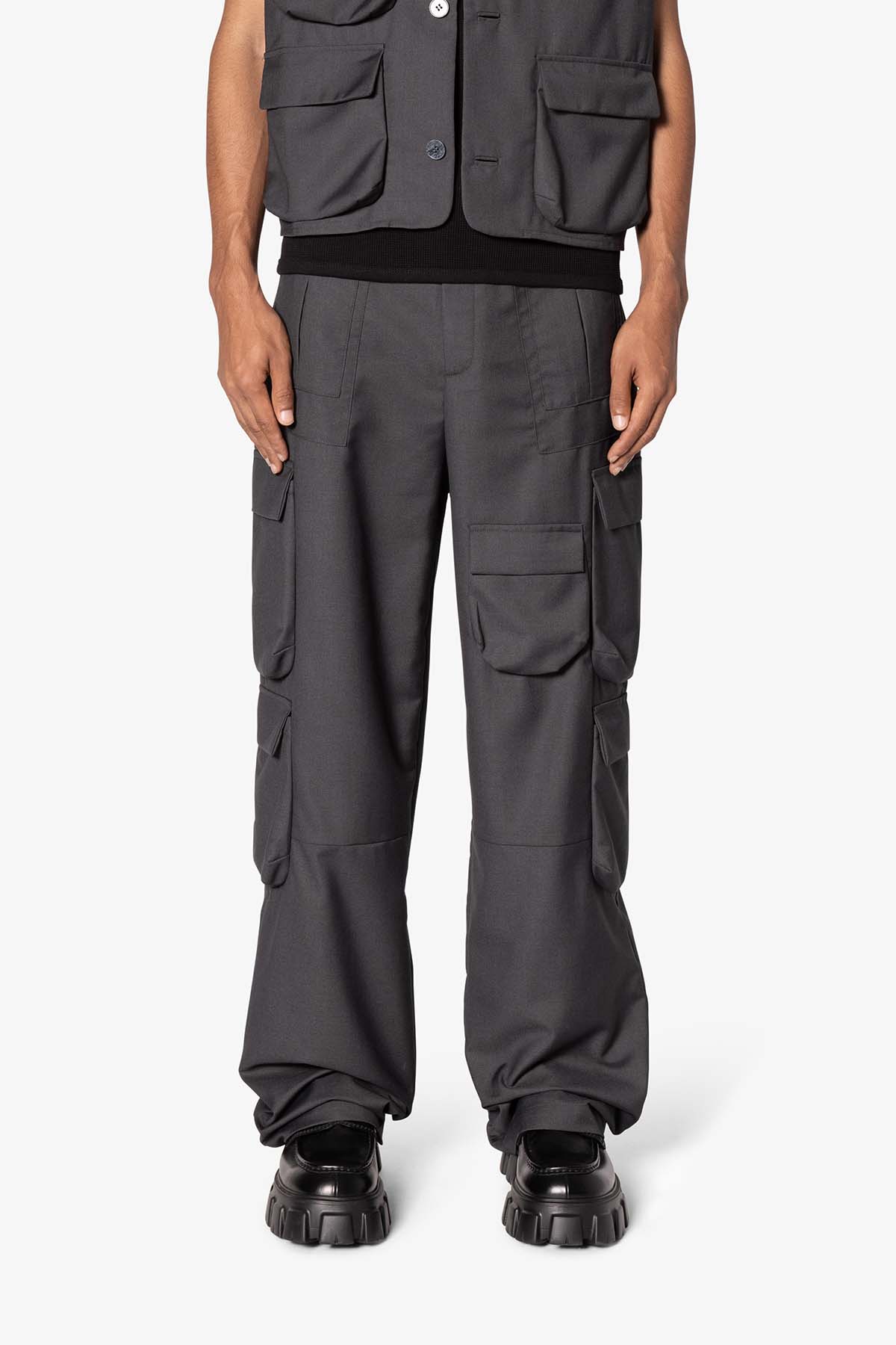 Tweed Trouser Pants - Black/Grey | mnml | shop now