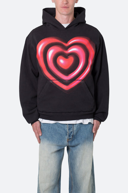 Sweat à capuche Broken Heart - Noir délavé