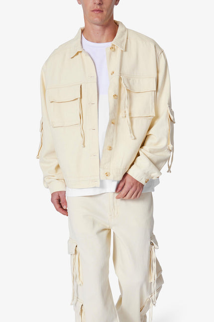 Brushed Twill Cargo Jacket - Khaki