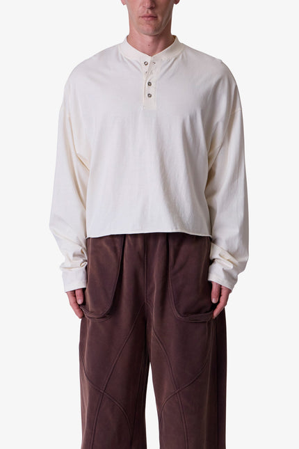 Button Fastened Oversized L/S Tee - Off White