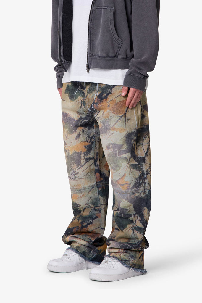Camo Printed Ultra Baggy Denim - Oak Camo | mnml