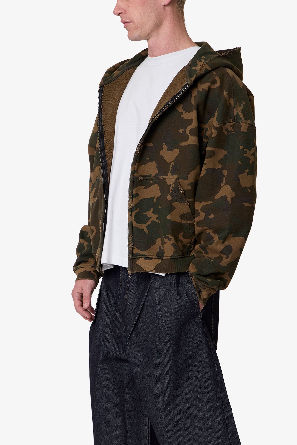 Camo Zip Up Hoodie - Green | mnml