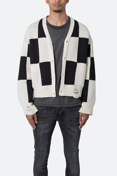 Black and sales white check cardigan