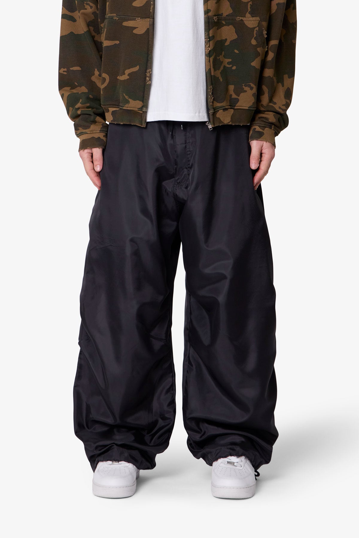 Cinched-Baggy-Nylon-Pants-