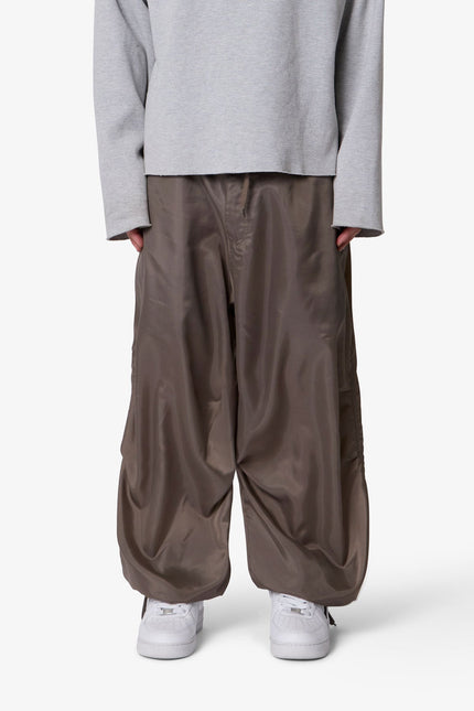 Cinched Baggy Nylon Pants - Olive