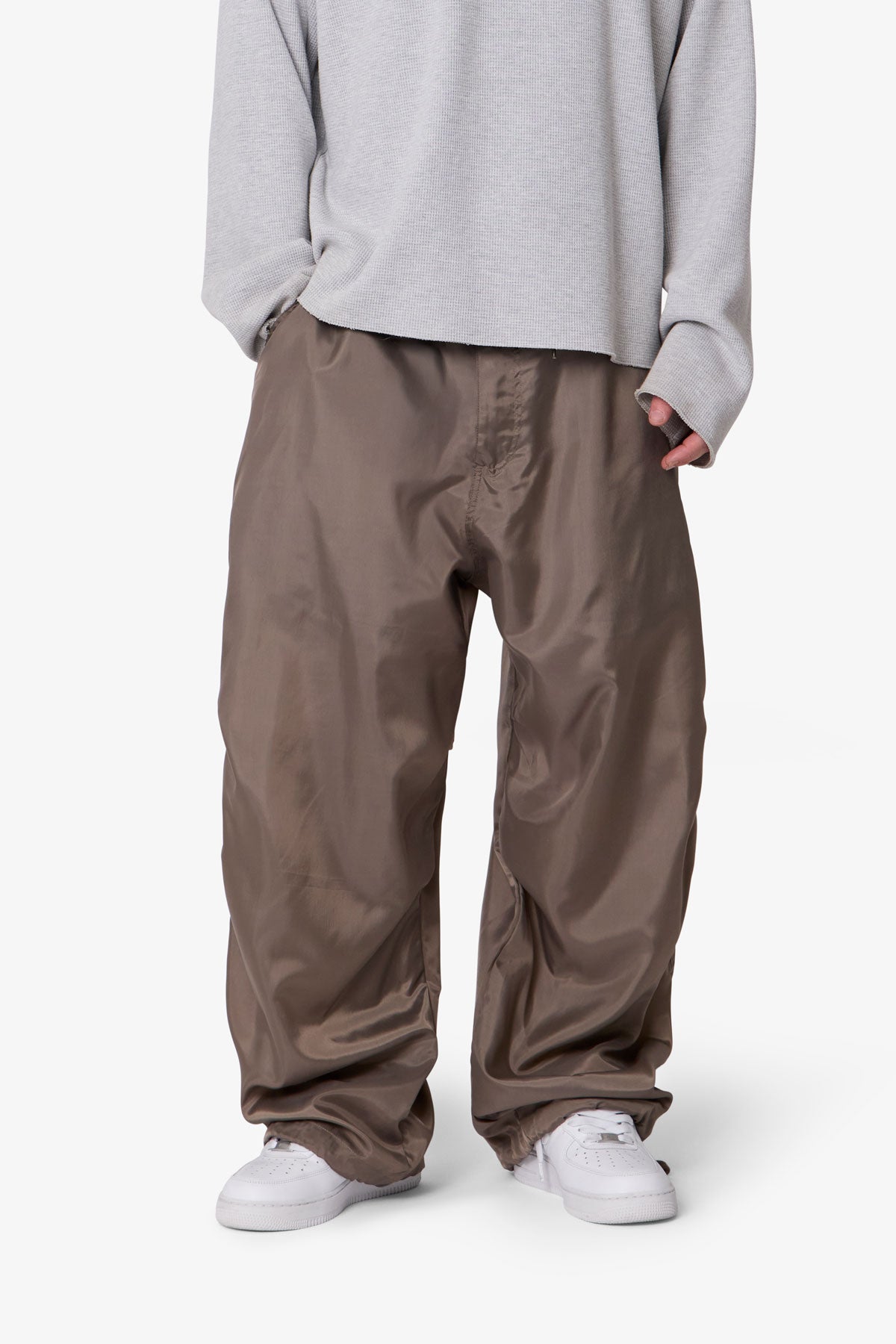 Cinched-Baggy-Nylon-Pants-