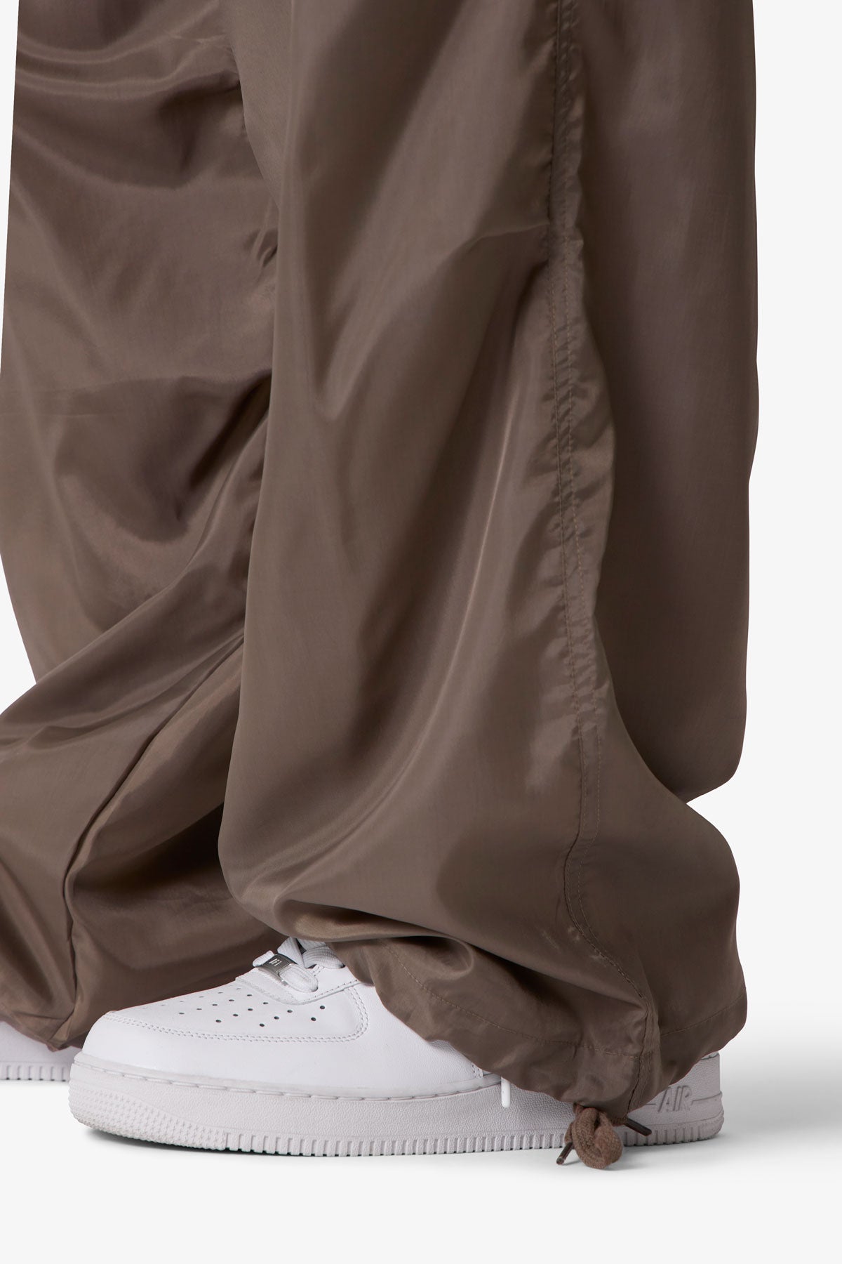 Cinched Baggy Nylon Pants - Olive | mnml | shop now