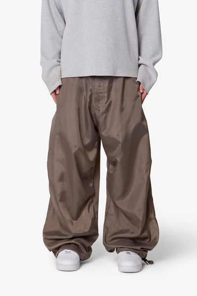 Cinched Baggy Nylon Pants - Olive | mnml