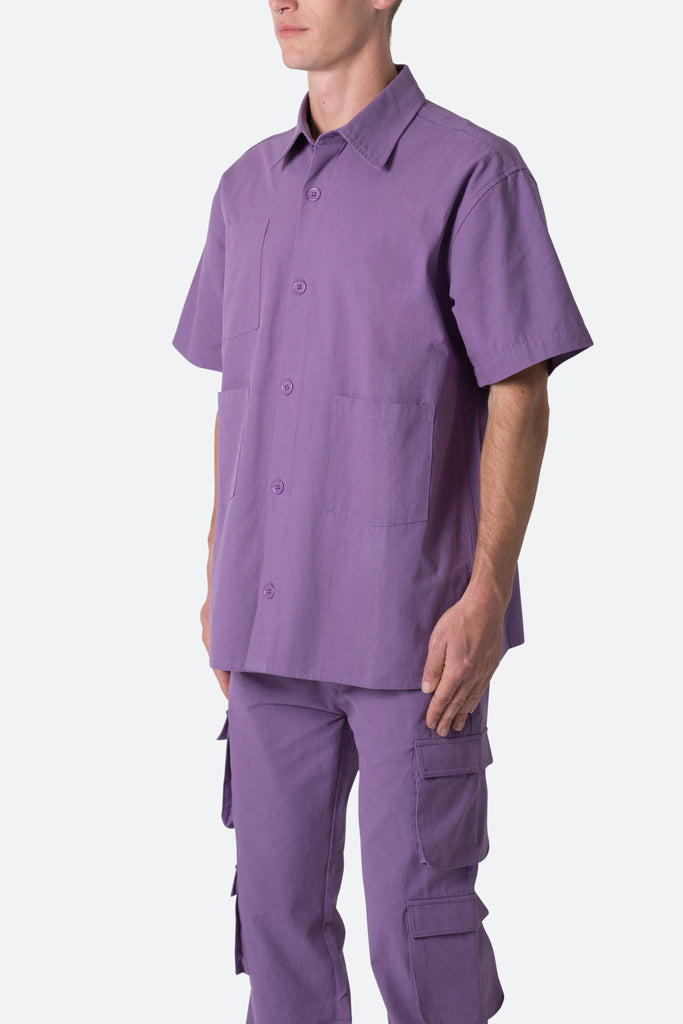 Collared Cargo S/S Shirt Purple mnml shop now