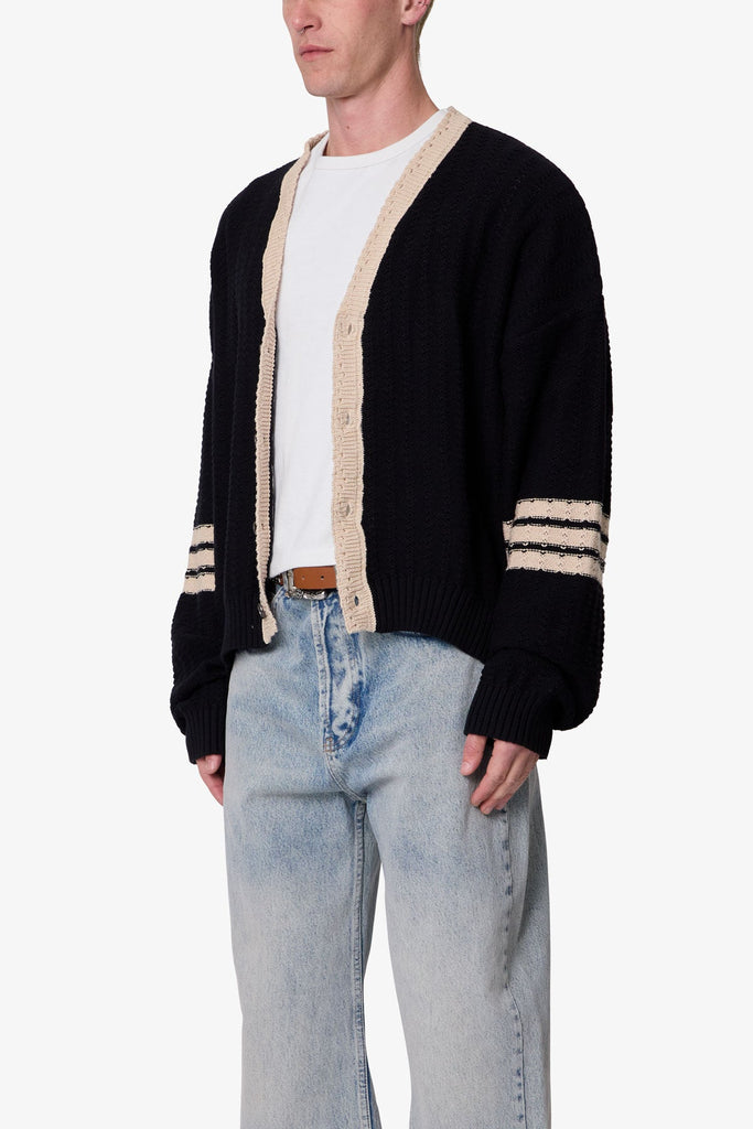 Collegiate Cardigan Sweater - Black/Brown | mnml