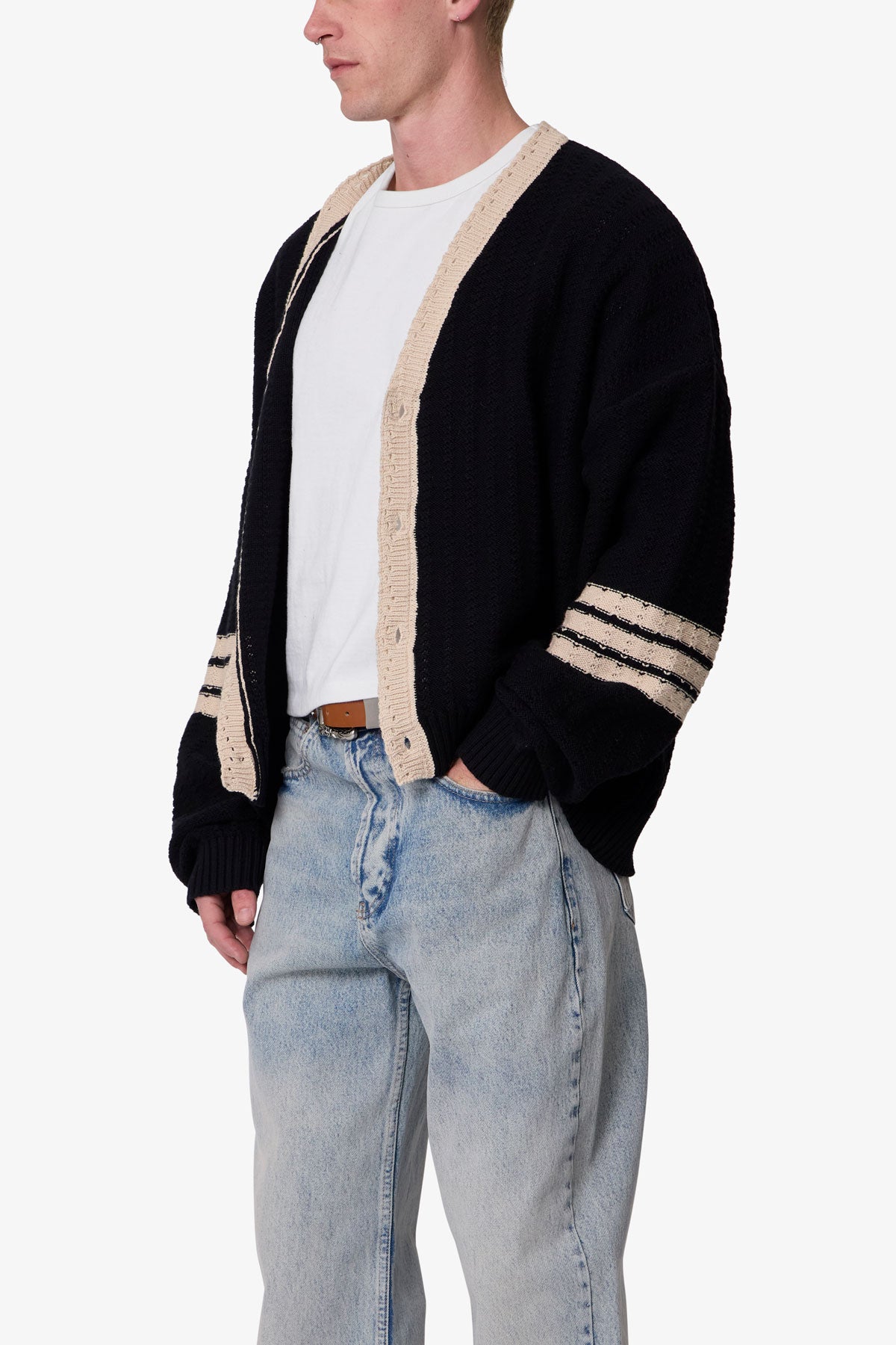 Collegiate Cardigan Sweater - Black/Brown | mnml