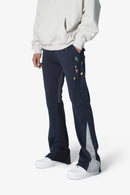 Pantalones deportivos de corte bota con contraste - Azul marino