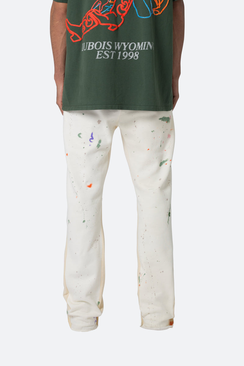 Contrast Bootcut Sweatpants - Off White, mnml