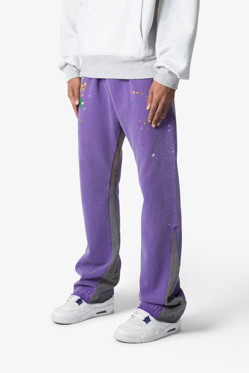 Contrast Bootcut Sweatpants - Purple