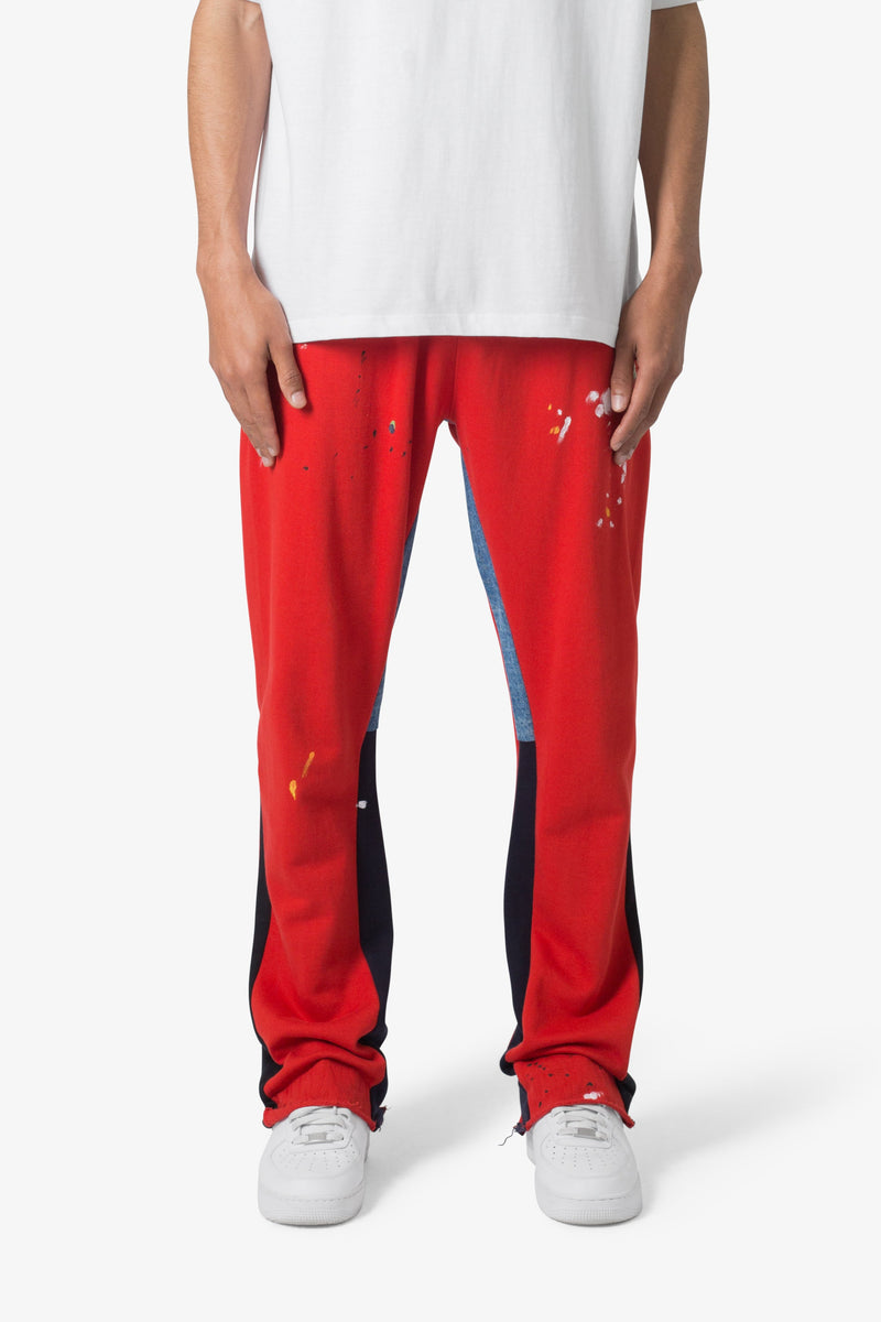 Contrast Bootcut Sweatpants - Red