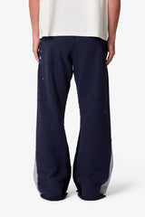 Contrast Kick Flare Sweatpants - Navy