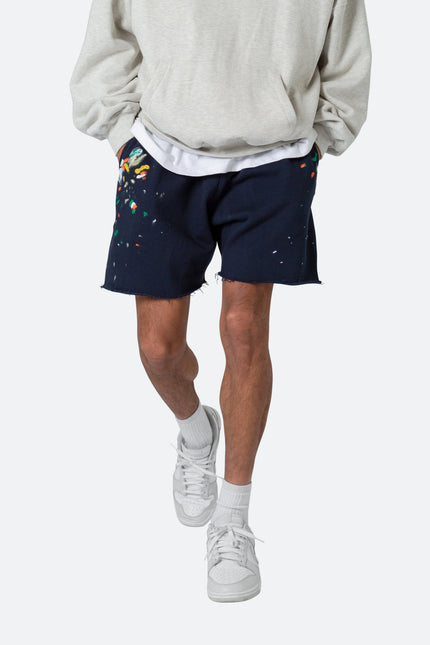 Pantalones cortos deportivos con paneles en contraste - Azul marino