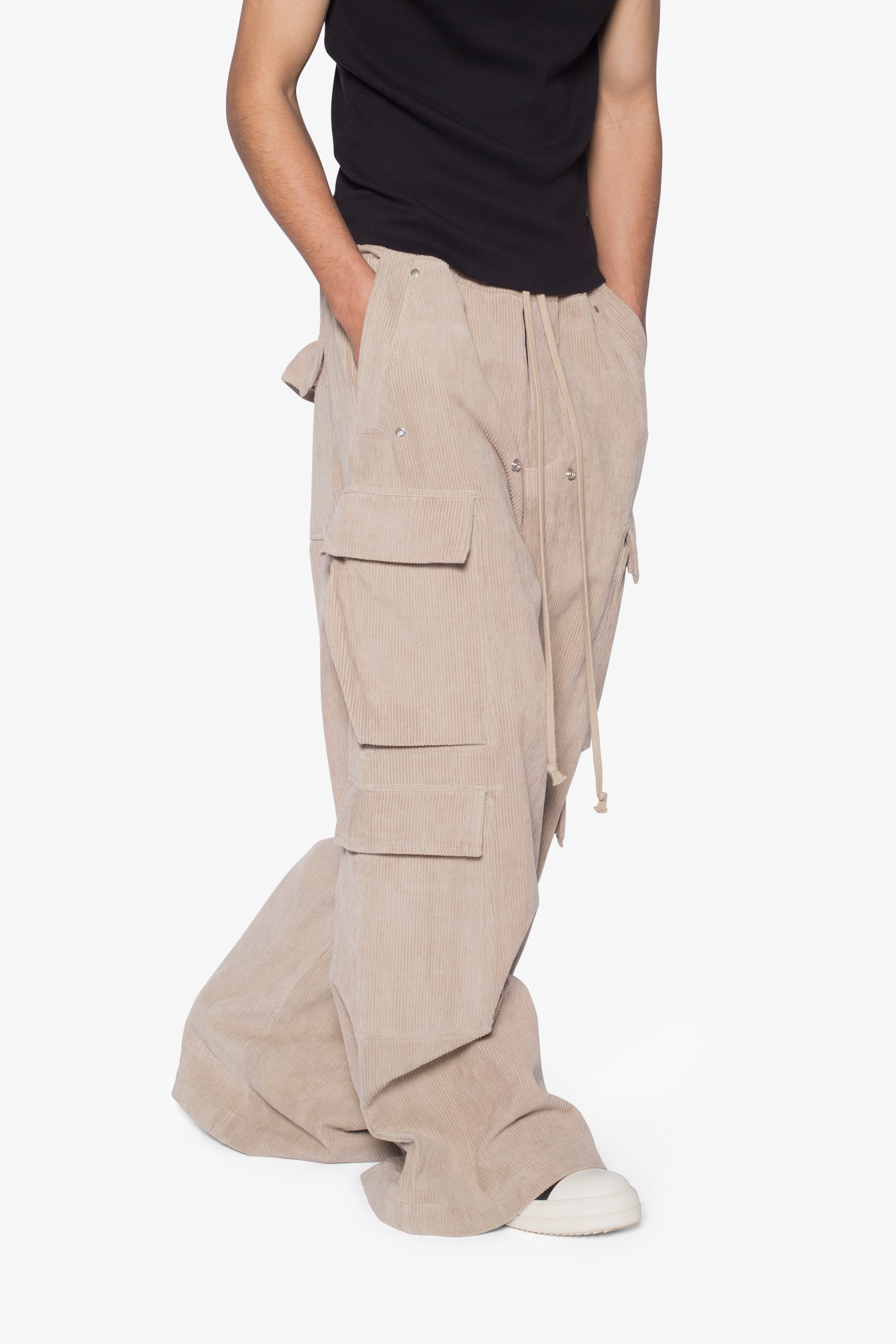 Corduroy Rave Double Cargo Pants - Khaki | mnml | shop now