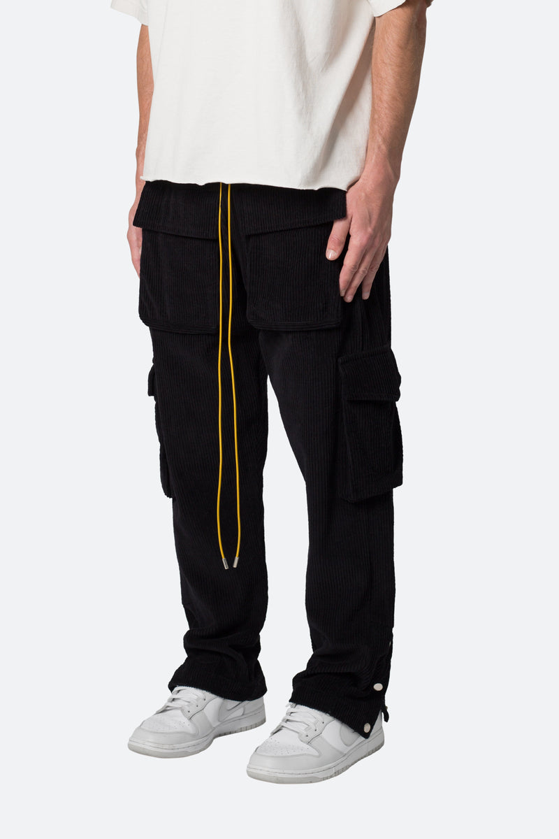 Corduroy Snap II Cargo Pants - Black | mnml | shop now