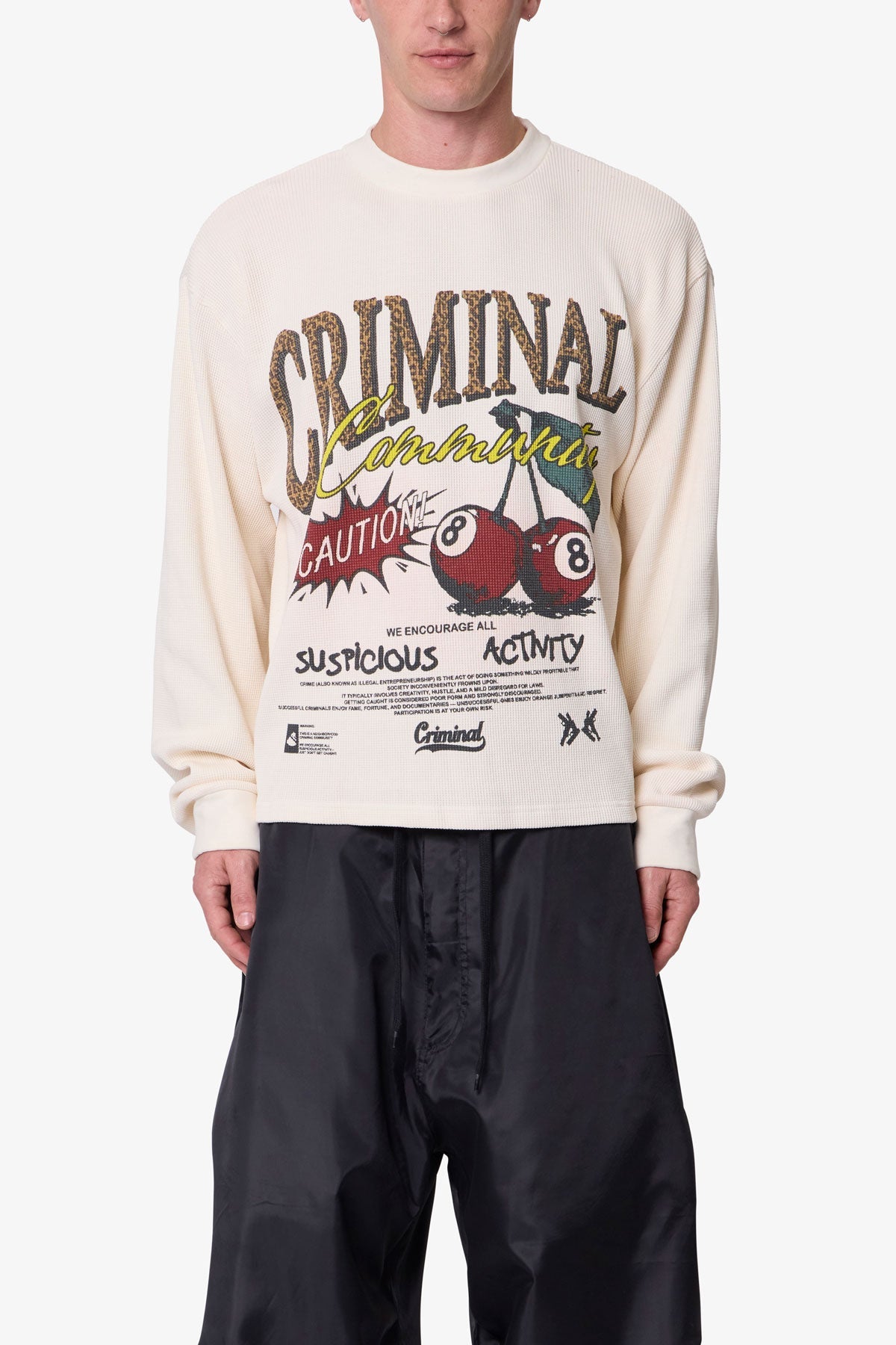 Criminal L/S Thermal Shirt - White | mnml