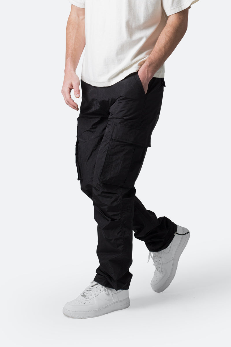 Crinkle Cargo Pants - Black | mnml | shop now