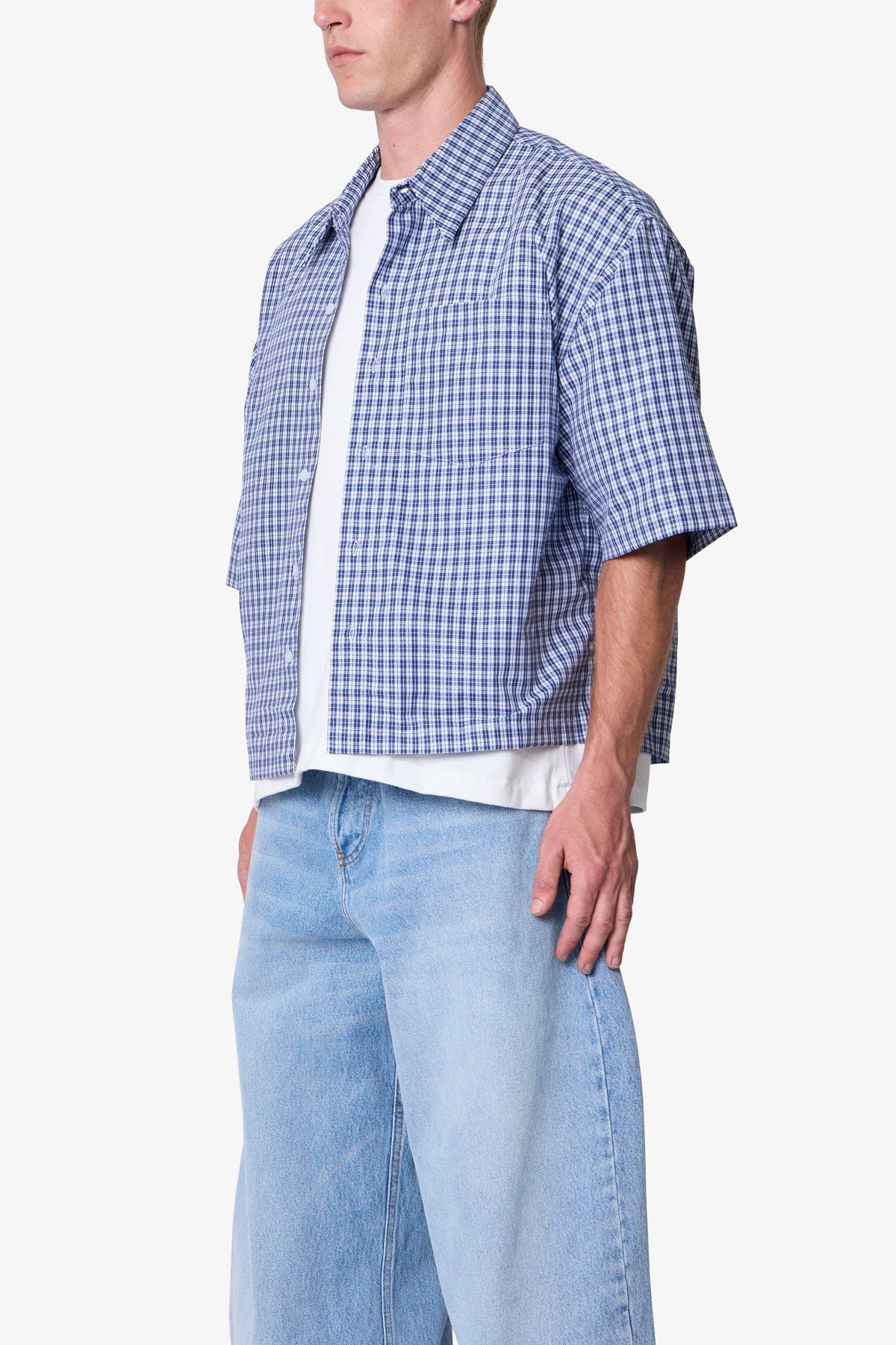 Crispy Poplin Over Shirt - Blue | mnml