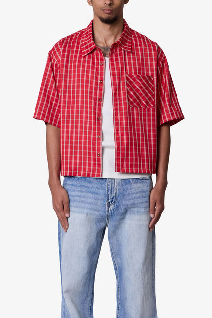 Crispy Poplin Over Shirt - Red