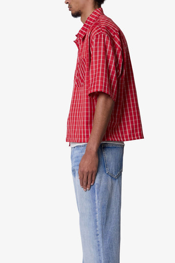 Crispy Poplin Over Shirt - Red