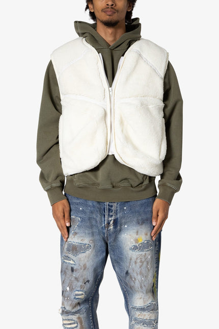 Cropped Tech Sherpa Vest - Cream