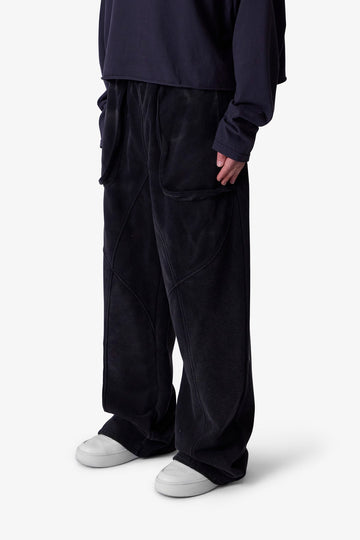 Cross Seamed Sweatpants - Washed Black