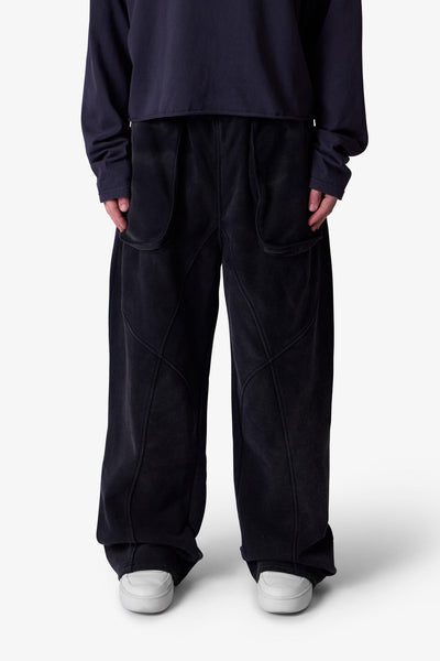 Cross Seamed Sweatpants - Washed Black | mnml