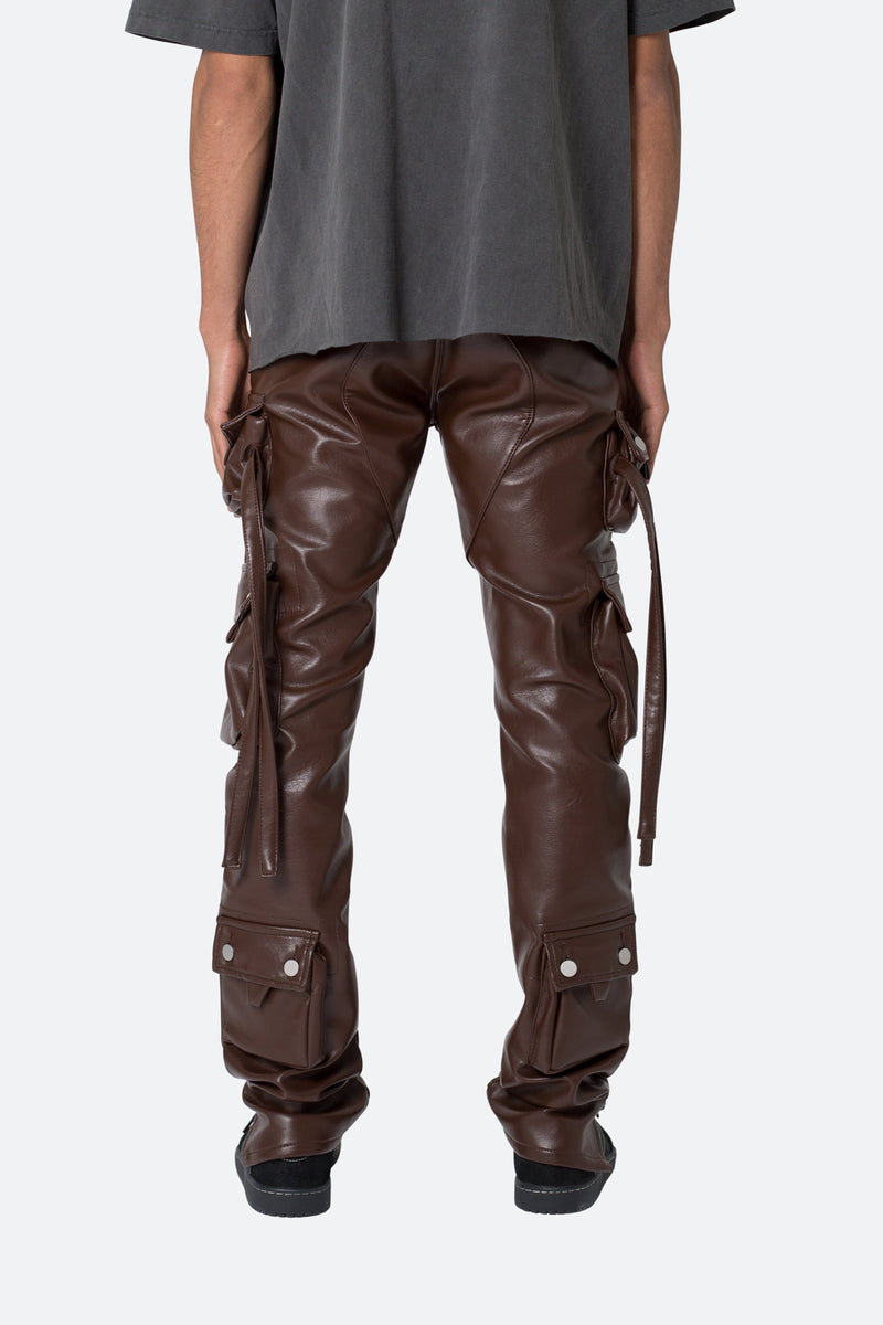 D152 Leather Cargo Pants Brown mnml shop now