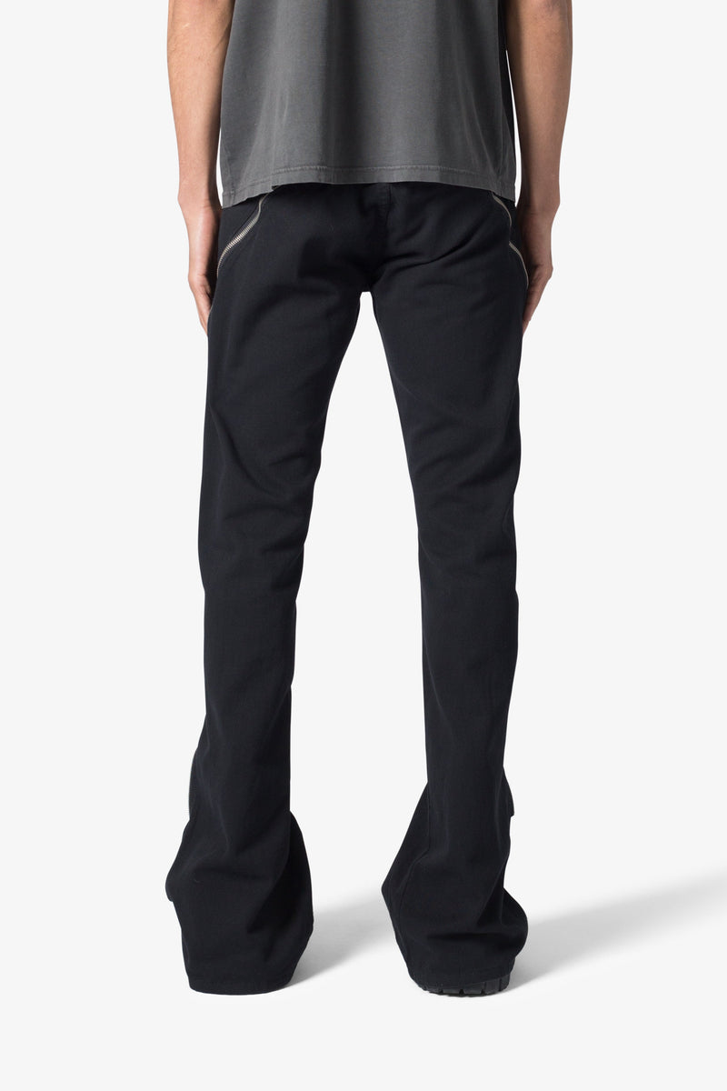 FLARED ZIPPERED JEANS - Black