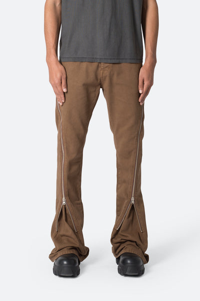 D519 Zipper Flare Denim - Brown | mnml