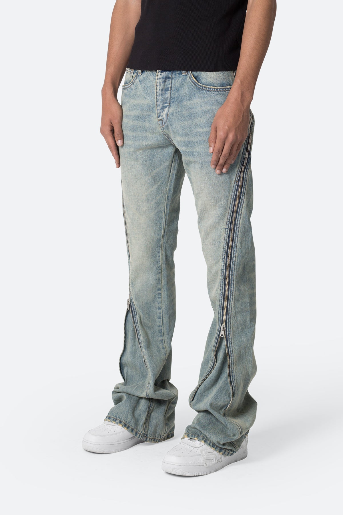 D519 Zipper Flare Denim - Vintage Blue | mnml