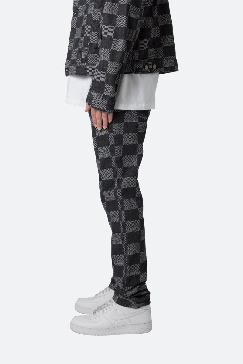 Men's D528 Checkered Denim - Black / 38 | mnml