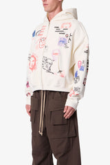 DTLA Doodle Zip Up Hoodie - Off White