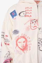 DTLA Doodle Zip Up Hoodie - Off White