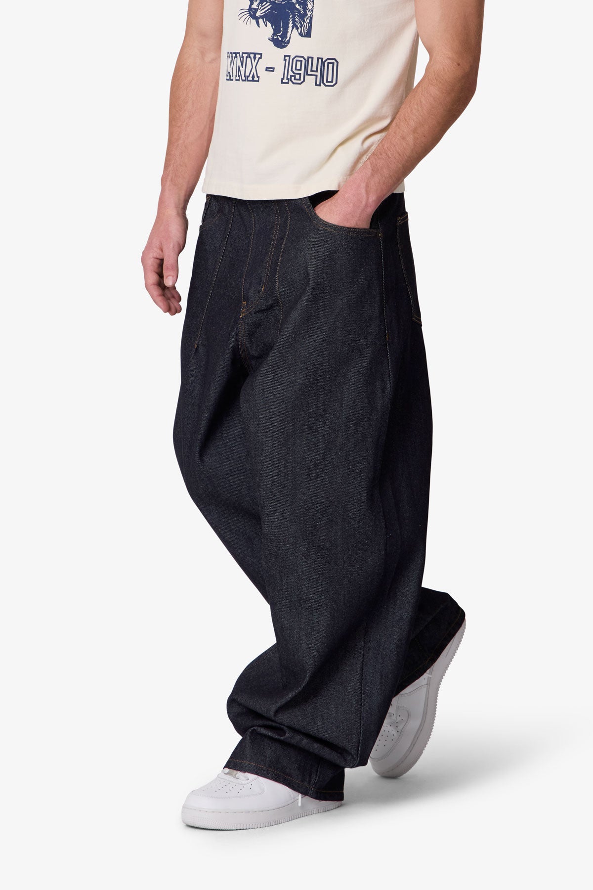 Darted Baggy Denim - Rinsed Indigo | mnml