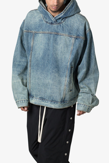 Denim Pullover Hoodie - Vintage Blue